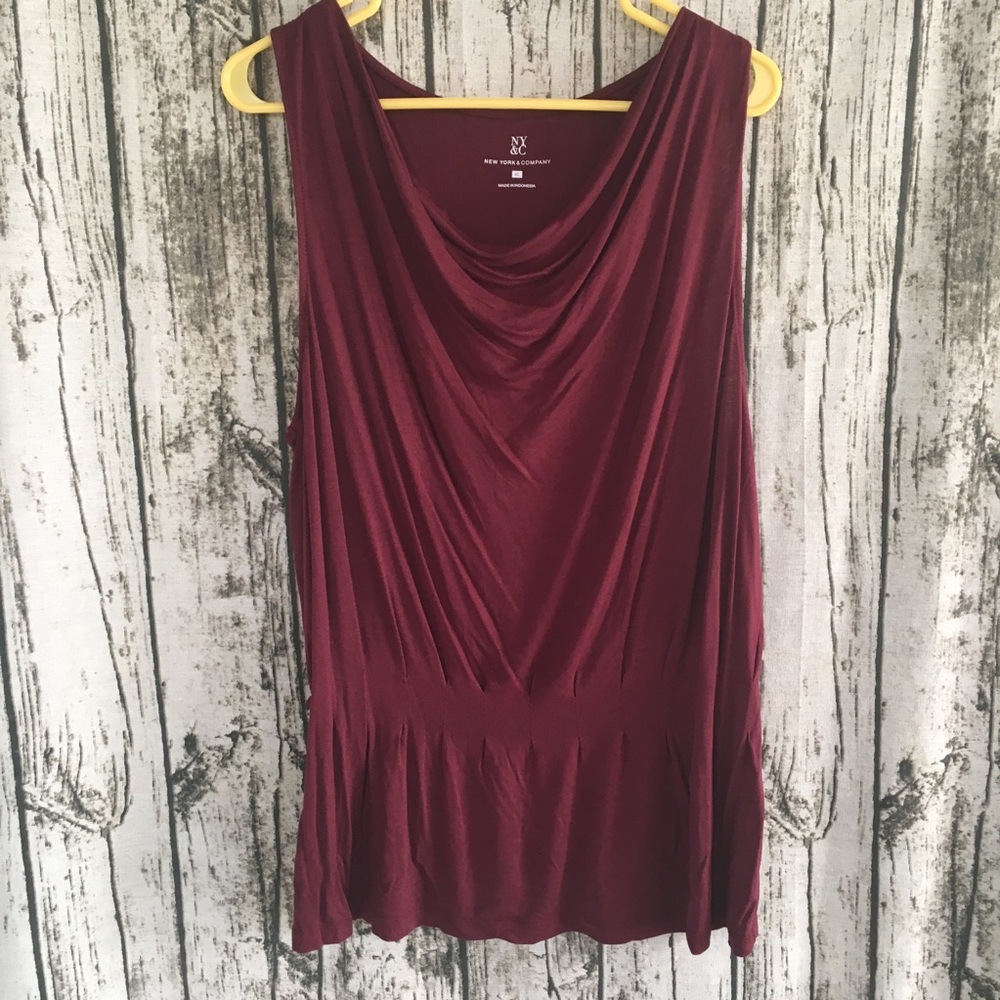 New York and Company Dark Red Sleeveless Blouse